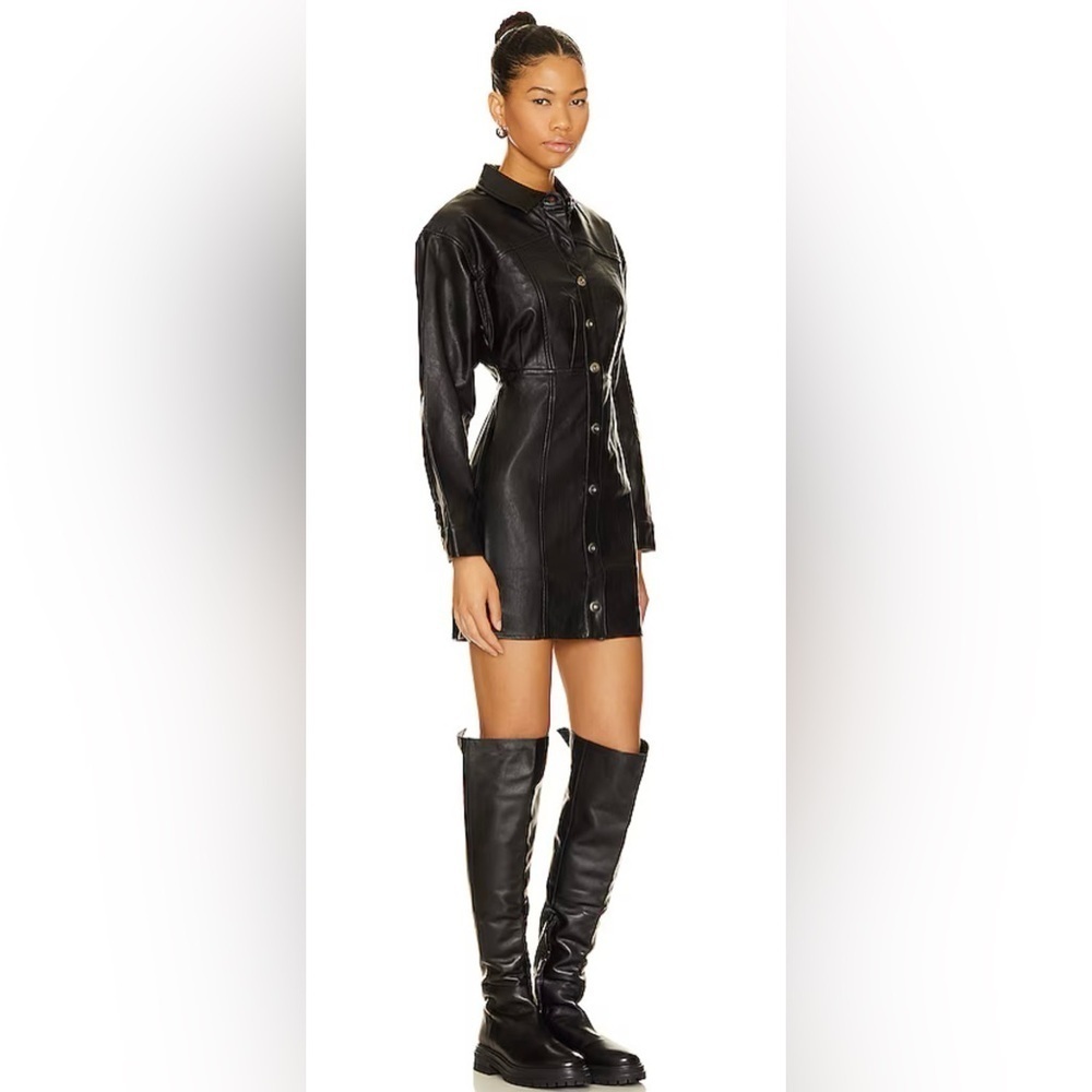 A220. FREE PEOPLE X REVOLVE Amber Faux Leather Mini in Black